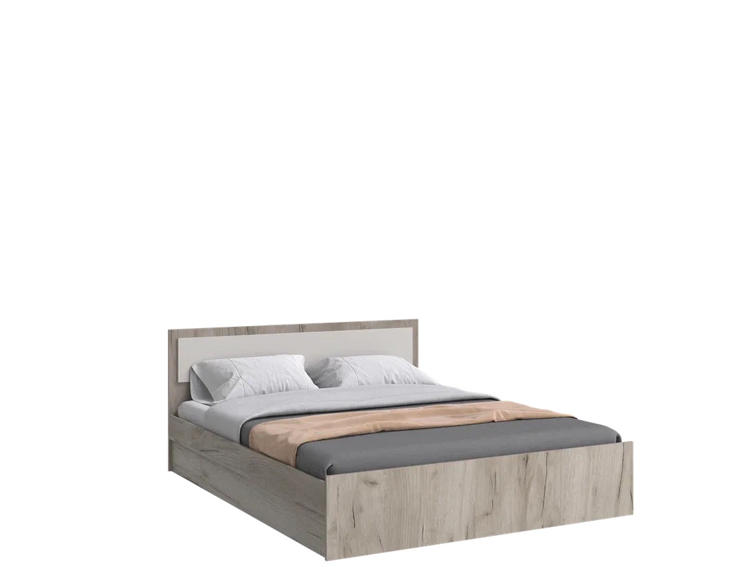 Кровать Фиеста NEW 1,6м с ПМ (Кашемир, Дуб Крафт серый) МиФ